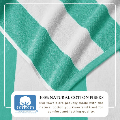 Cotton Velour Cabana Stripe Beach Towel - Novia Collection - -
