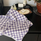 Retro Checkerboard Plaid Long-Staple Cotton Towel Purple white