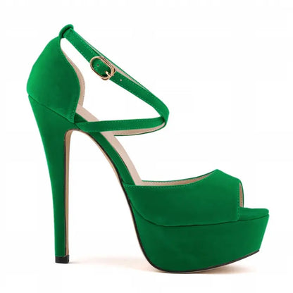 High Heel Nightclub Sandals - Green 40 - heels