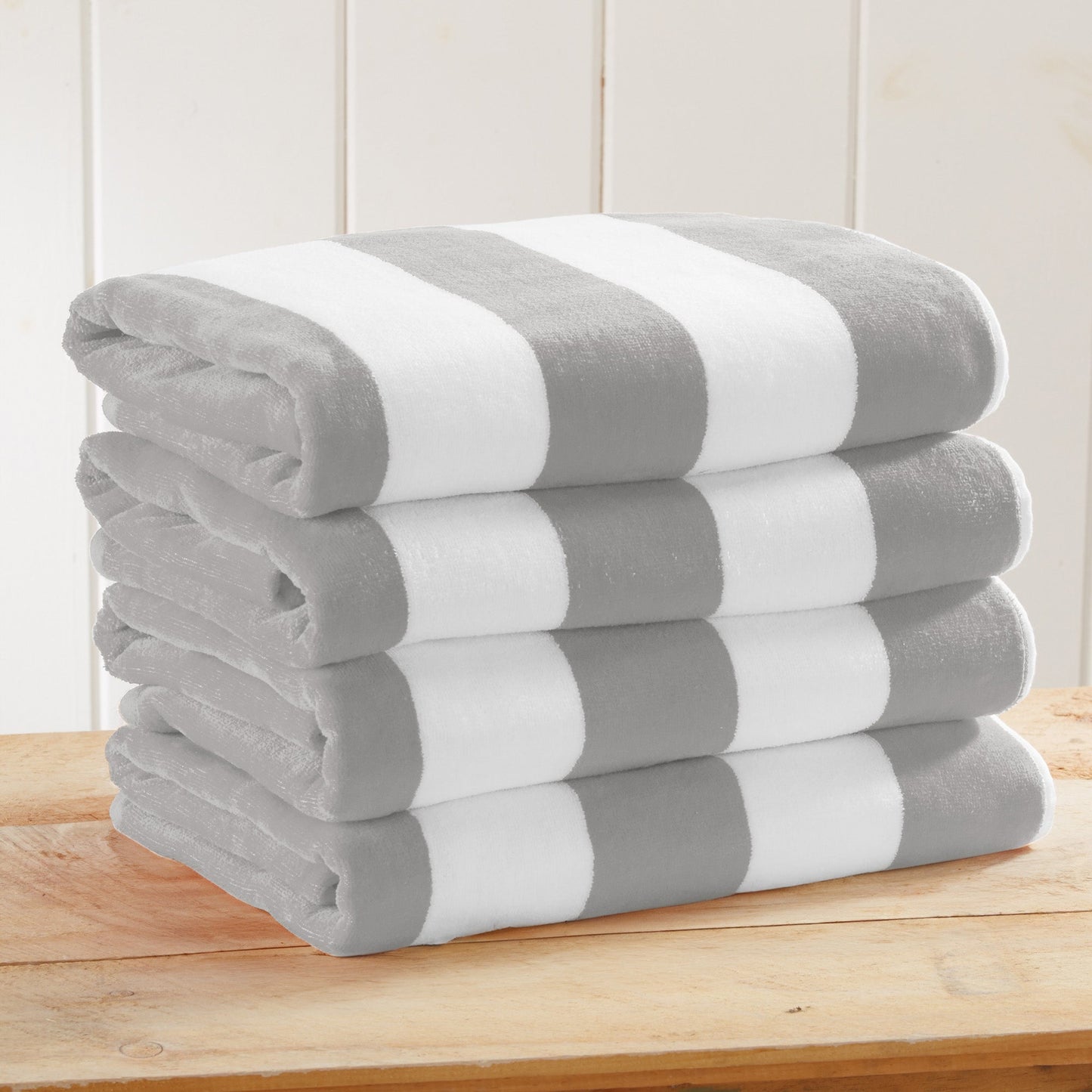 Cotton Velour Cabana Stripe Beach Towel - Novia Collection - -
