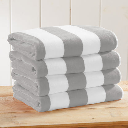 Cotton Velour Cabana Stripe Beach Towel - Novia Collection - -