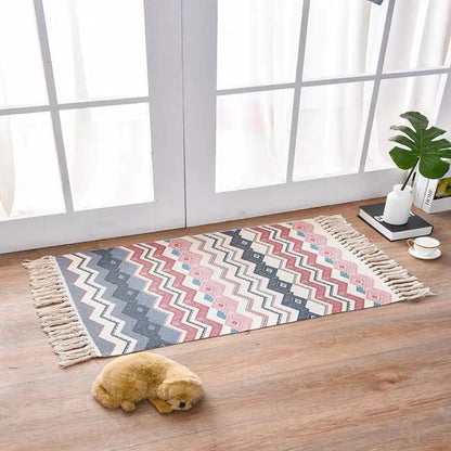 Nordic Style Cotton Linen Area Rug for Home Entrance Kia Day Design