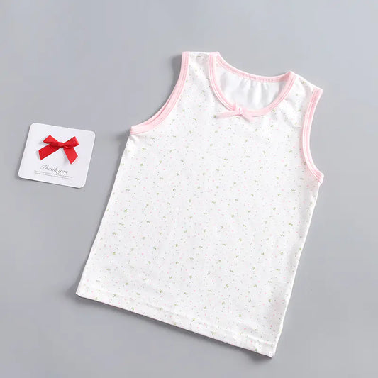 Girls Cotton Cami Top - Solid/Floral Patterns - Flower（Vest） 150 - cami top