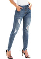 High Waist Low Cut Jeans with Button Detail - Kia Day Design