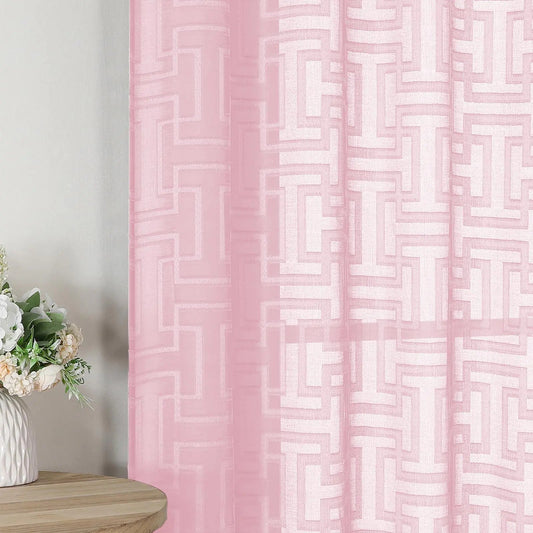 Pink Light Filtering Textured Tier Curtains 2 Panel Set 42x36 Inches - Kia Day Design