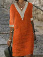 Womens Casual Loose Dress - Orange - dress