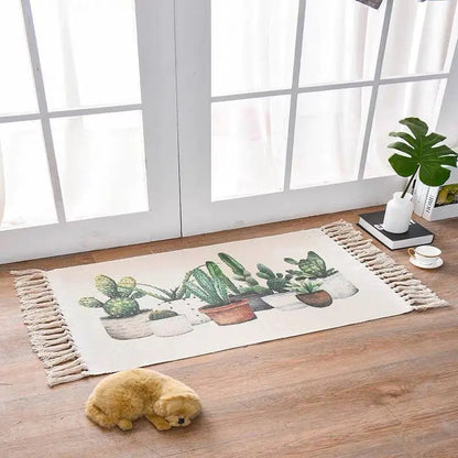Nordic Style Cotton Linen Area Rug for Home Entrance Kia Day Design