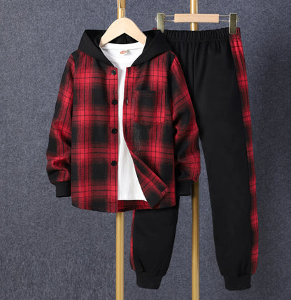 Kids Hoodie and Pants Set Black And Red