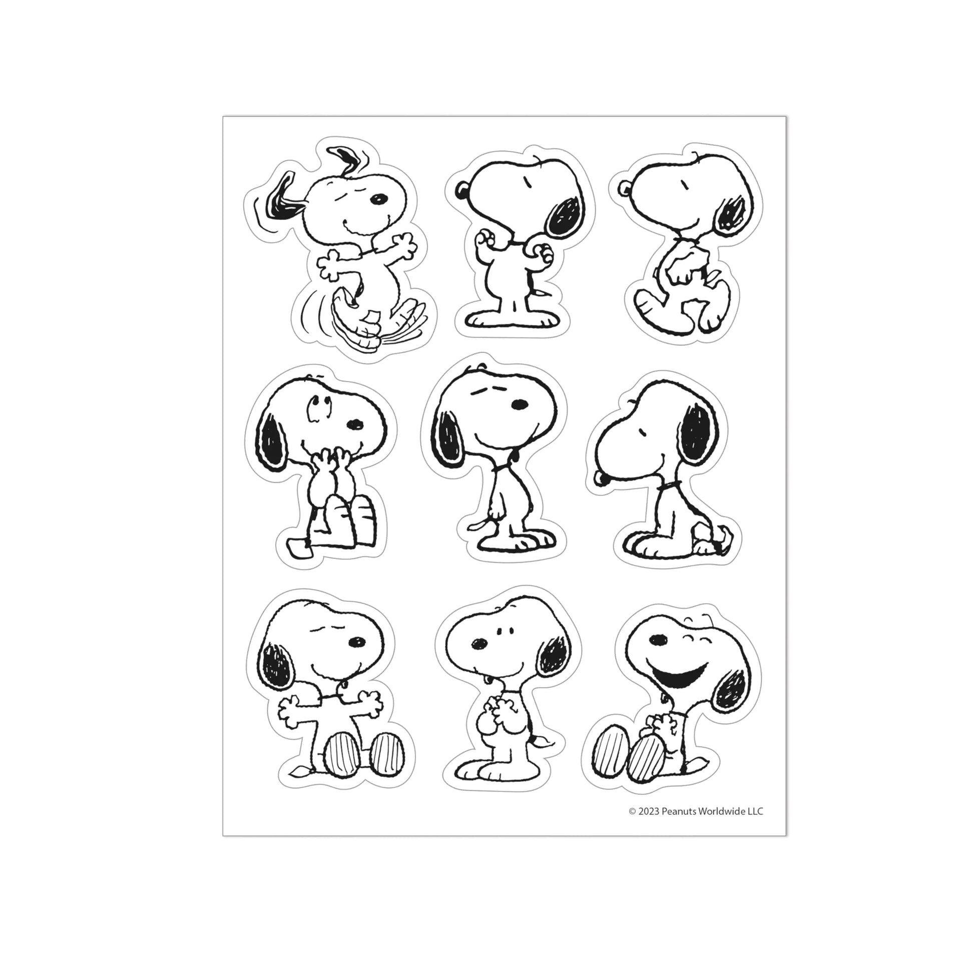 Eureka Peanuts Snoopy Extra Large Stickers for Kids and Teachers Multicolor 36 Pieces Kia Day Design