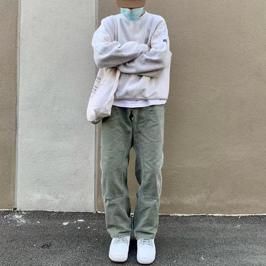 Washed Old Double Knee Canvas Pants - Kia Day Design