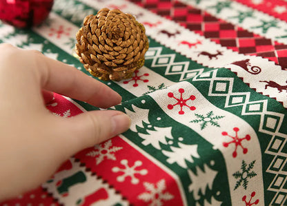 Christmas Theme Rectangular Cotton Linen Tablecloth - Kia Day Design