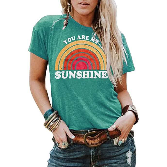Kaislandy Women's You are My Sunshine T Shirt - Green - Women's Tops