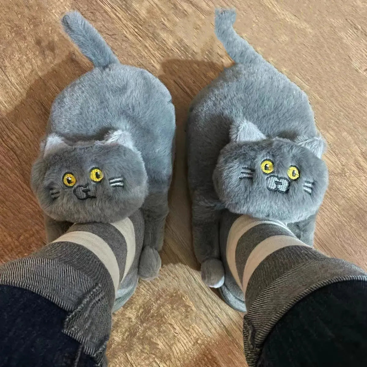 Kawaii Cat Winter Slippers for Women & Men - -
