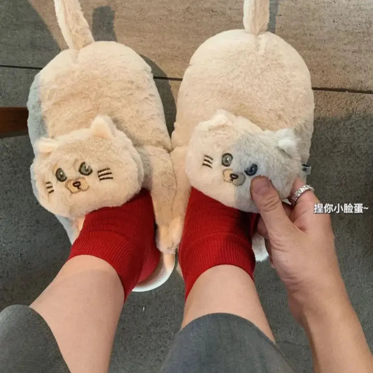 Kawaii Cat Winter Slippers for Women & Men - -