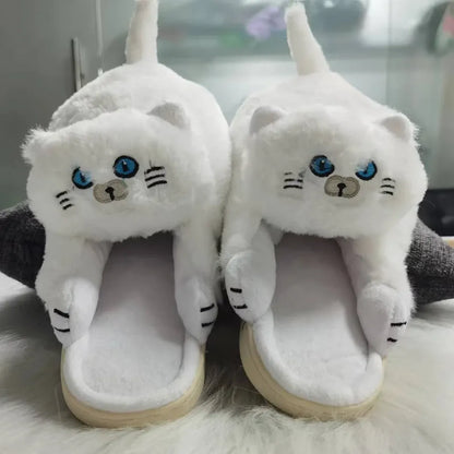 Kawaii Cat Winter Slippers for Women & Men - -