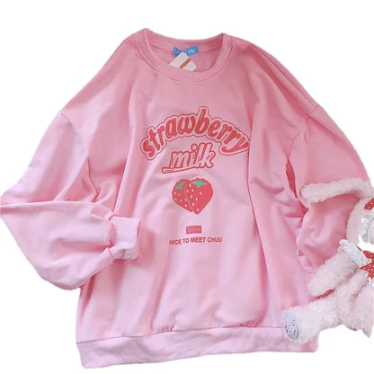 Harajuku Kawaii Strawberry Sweatshirt - -