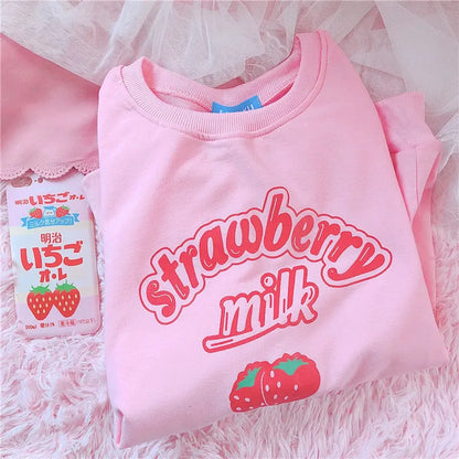 Harajuku Kawaii Strawberry Sweatshirt - -