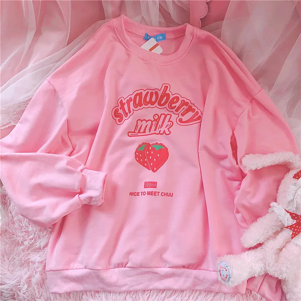 Harajuku Kawaii Strawberry Sweatshirt - -