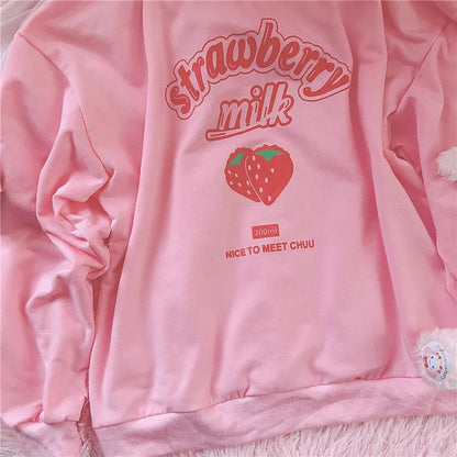 Harajuku Kawaii Strawberry Sweatshirt - -