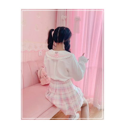 Kawaii Winter Wonderland: High-Waist Plaid Mini Skirt - -