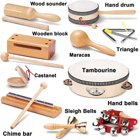 Montessori Wooden Music Instruments Set (10 Instruments)