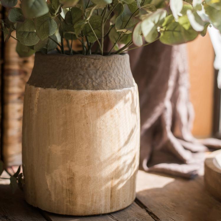 Khaki Coarse Pottery Jar - -