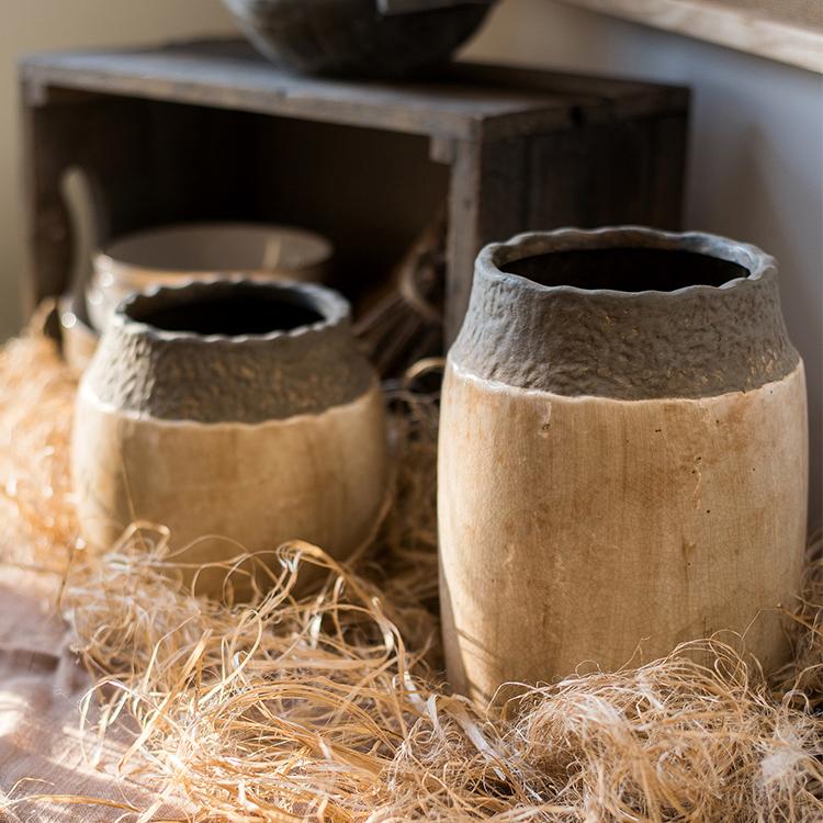 Khaki Coarse Pottery Jar - -