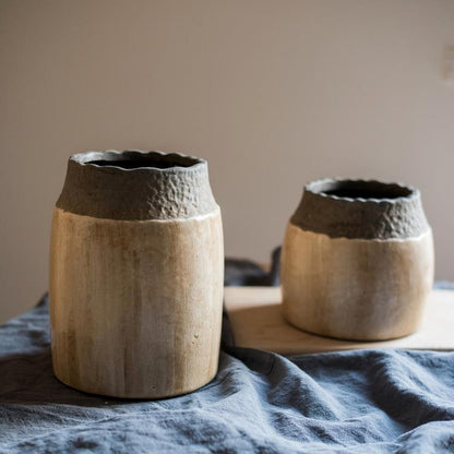 Khaki Coarse Pottery Jar - -