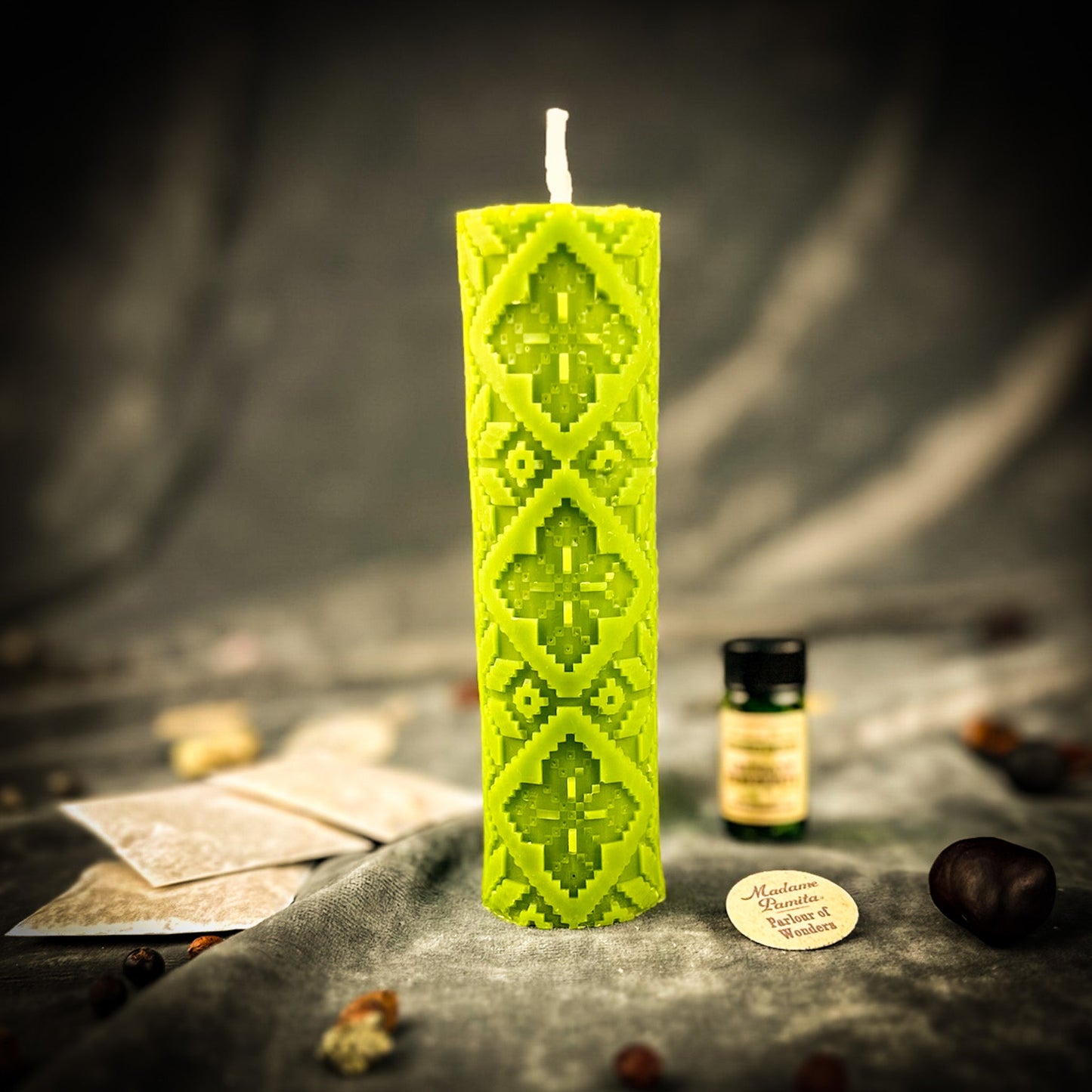 Khrest Cross of Protection and Plenty Pillar Candle Spell Kit - Sacred Balance & Abundance Magic - Green (Growth) - Candle Spell Kit