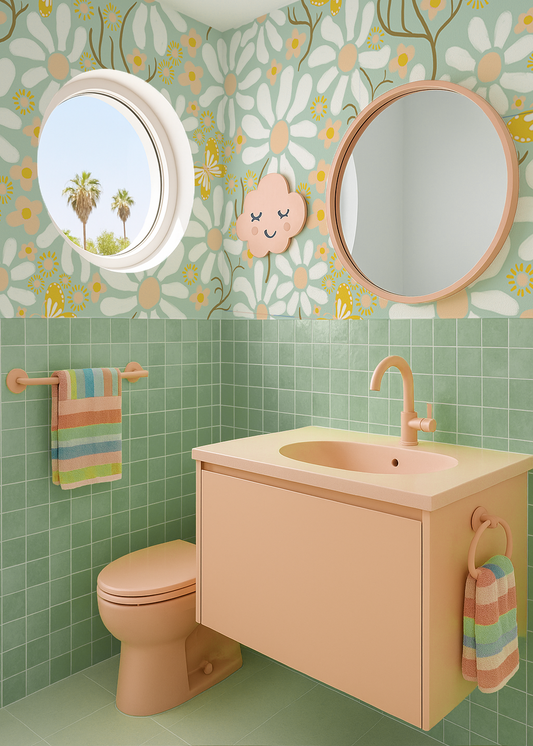 Spring Daze Wallpaper, mint - - Wallpaper