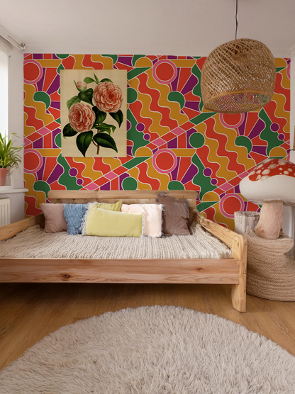 Day Trippin' Wallpaper, purple, red, yellow and green- Samantha Santana Creative- {{Product type}}