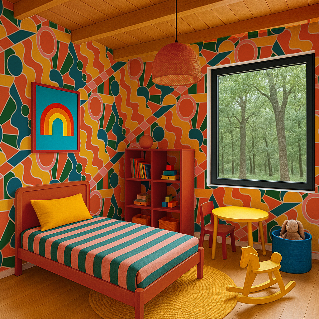 Day Trippin' Wallpaper, yellow, orange, pink and green- Samantha Santana Creative- {{Product type}}