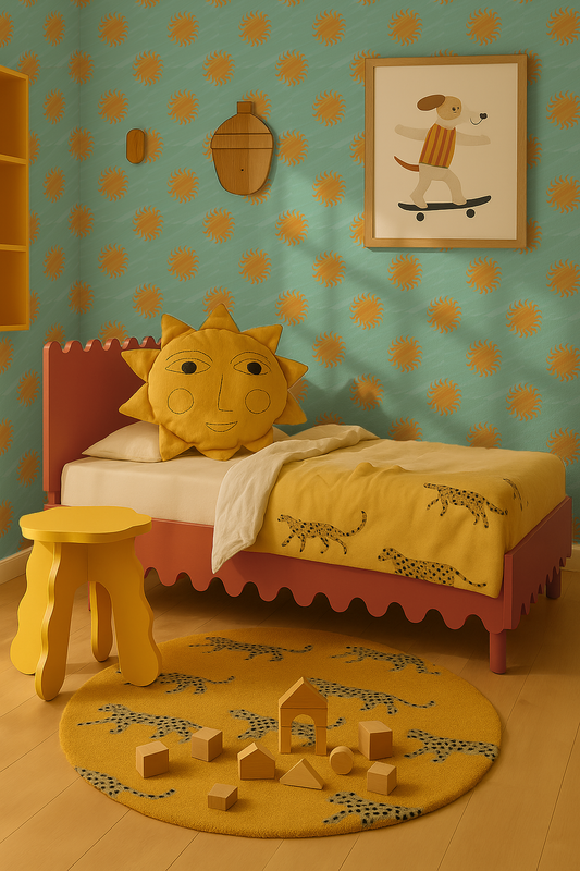 Sol Wallpaper, mint and yellow - - Wallpaper