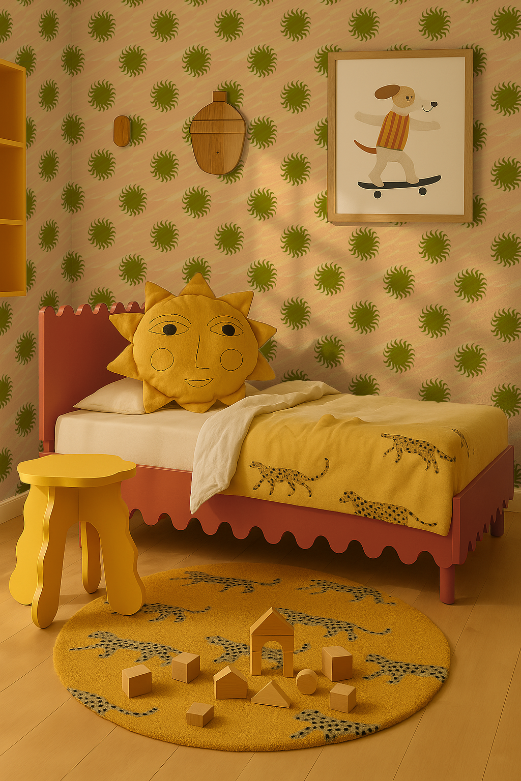 Sol Wallpaper, peach and olive green- Samantha Santana Creative- {{Product type}}