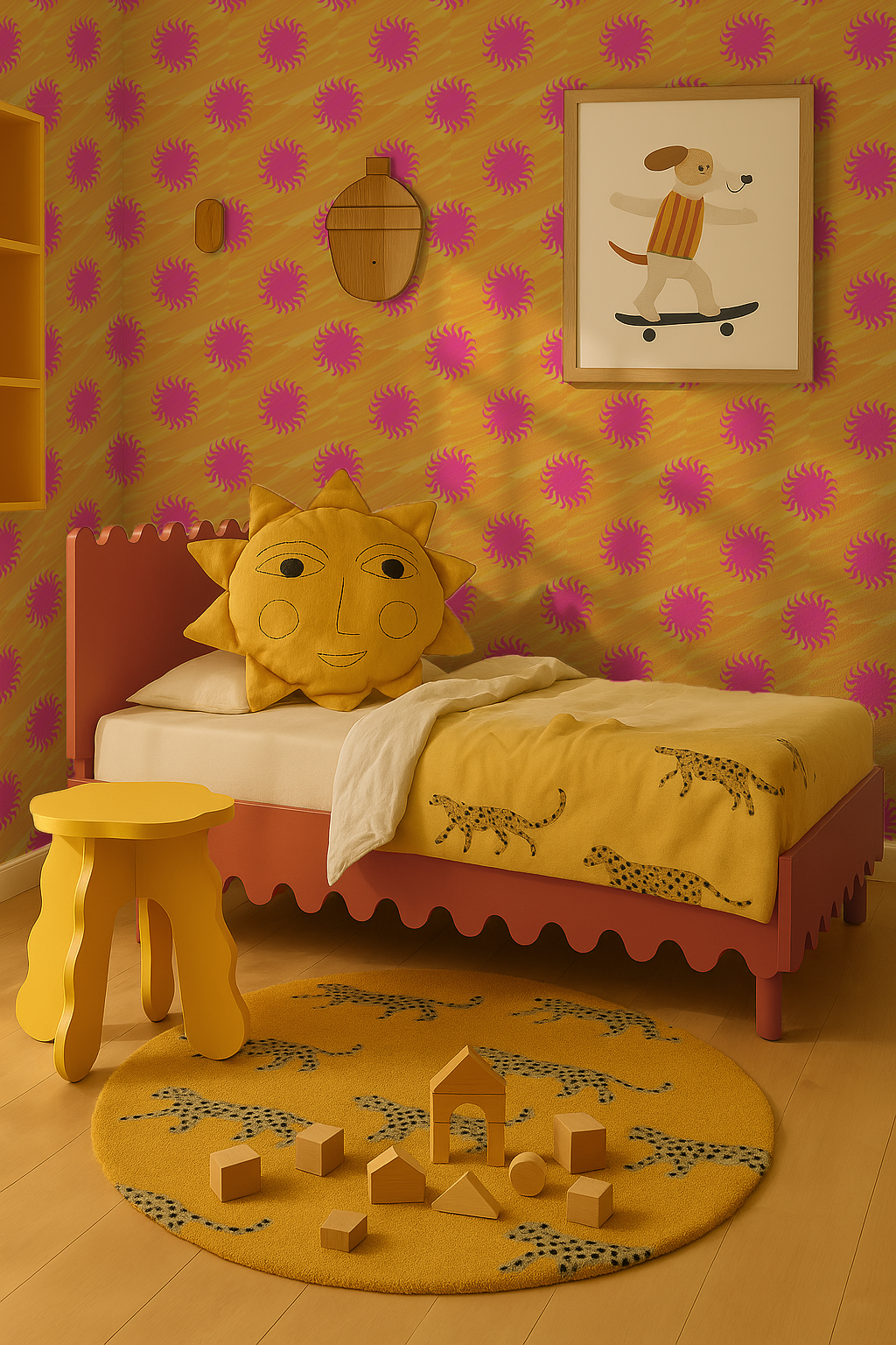 Sol Wallpaper, yellow and pink- Samantha Santana Creative- {{Product type}}