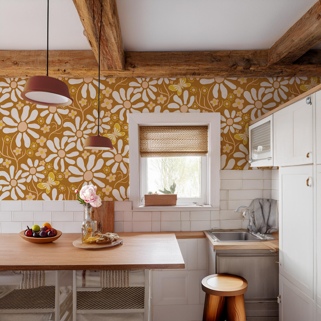 Spring Daze Wallpaper, rust- Samantha Santana Creative- {{Product type}}