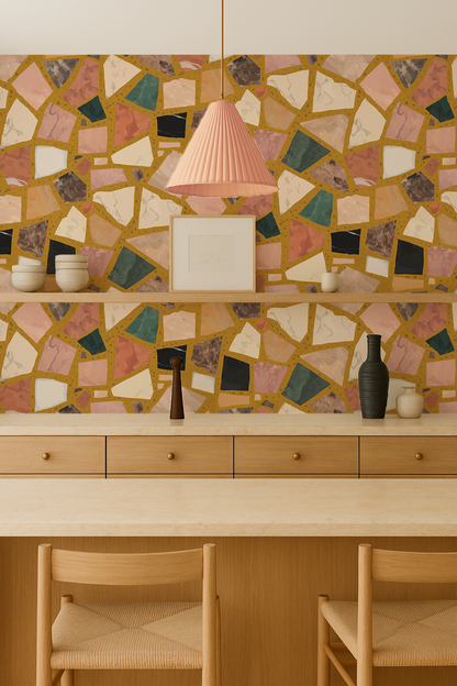 Dolce Terrazzo Wallpaper, mustard- Samantha Santana Creative- {{Product type}}