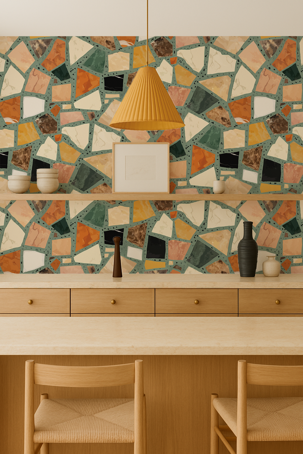 Dolce Terrazzo Wallpaper, teal- Samantha Santana Creative- {{Product type}}