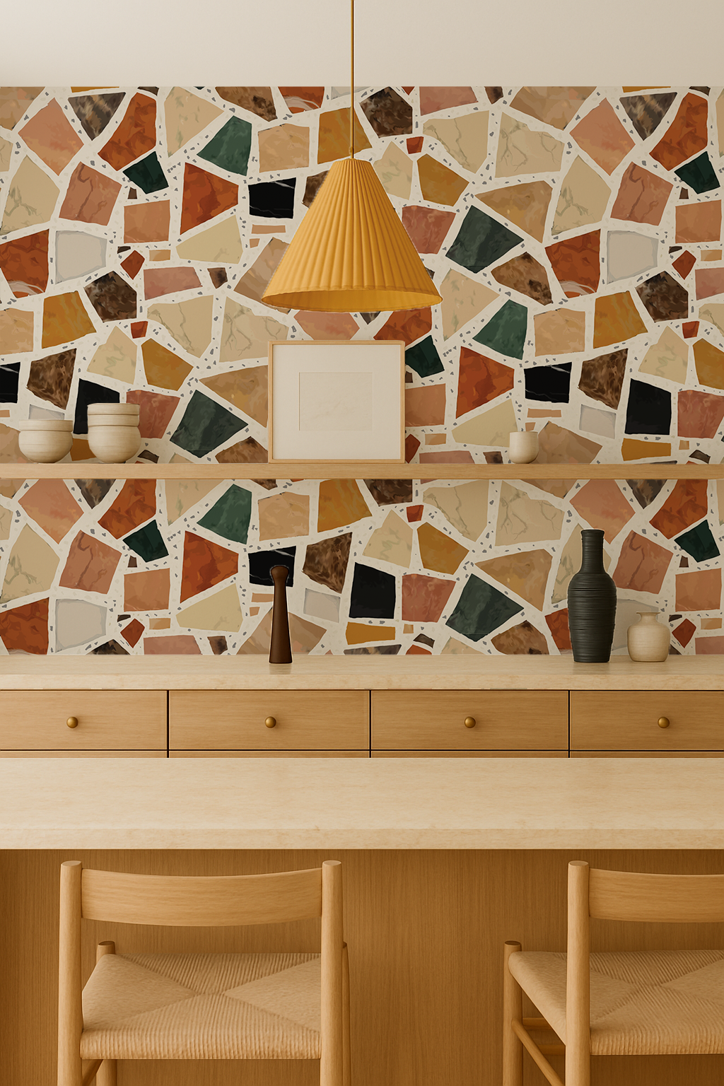Dolce Terrazzo Wallpaper, white- Samantha Santana Creative- {{Product type}}