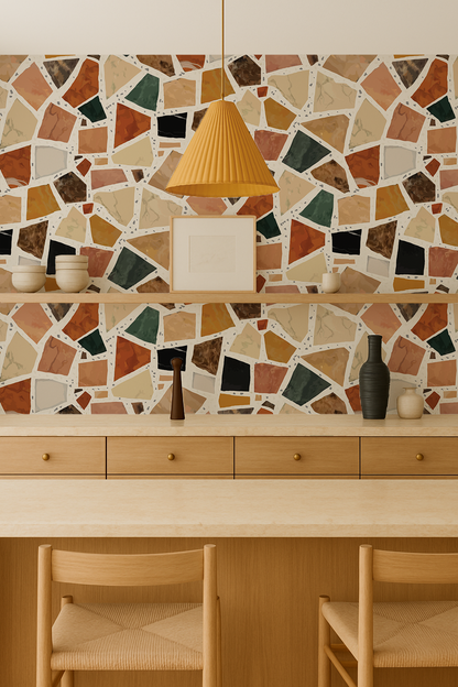 Dolce Terrazzo Wallpaper, white- Samantha Santana Creative- {{Product type}}
