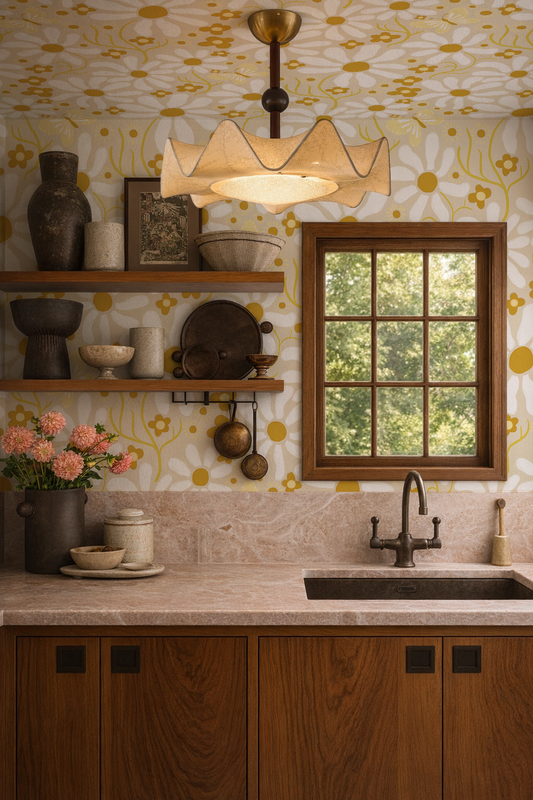 Spring Daze Wallpaper, tan - - Wallpaper