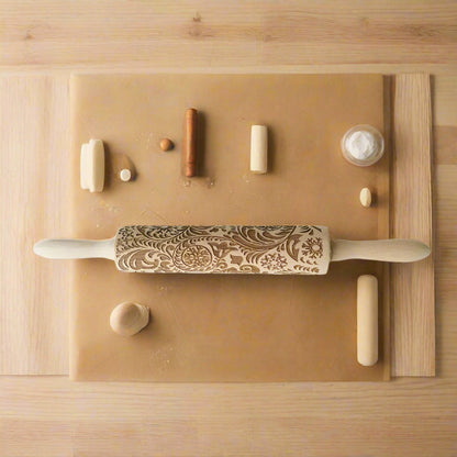 Wooden Embossed Rolling Pin - Kia Day Design