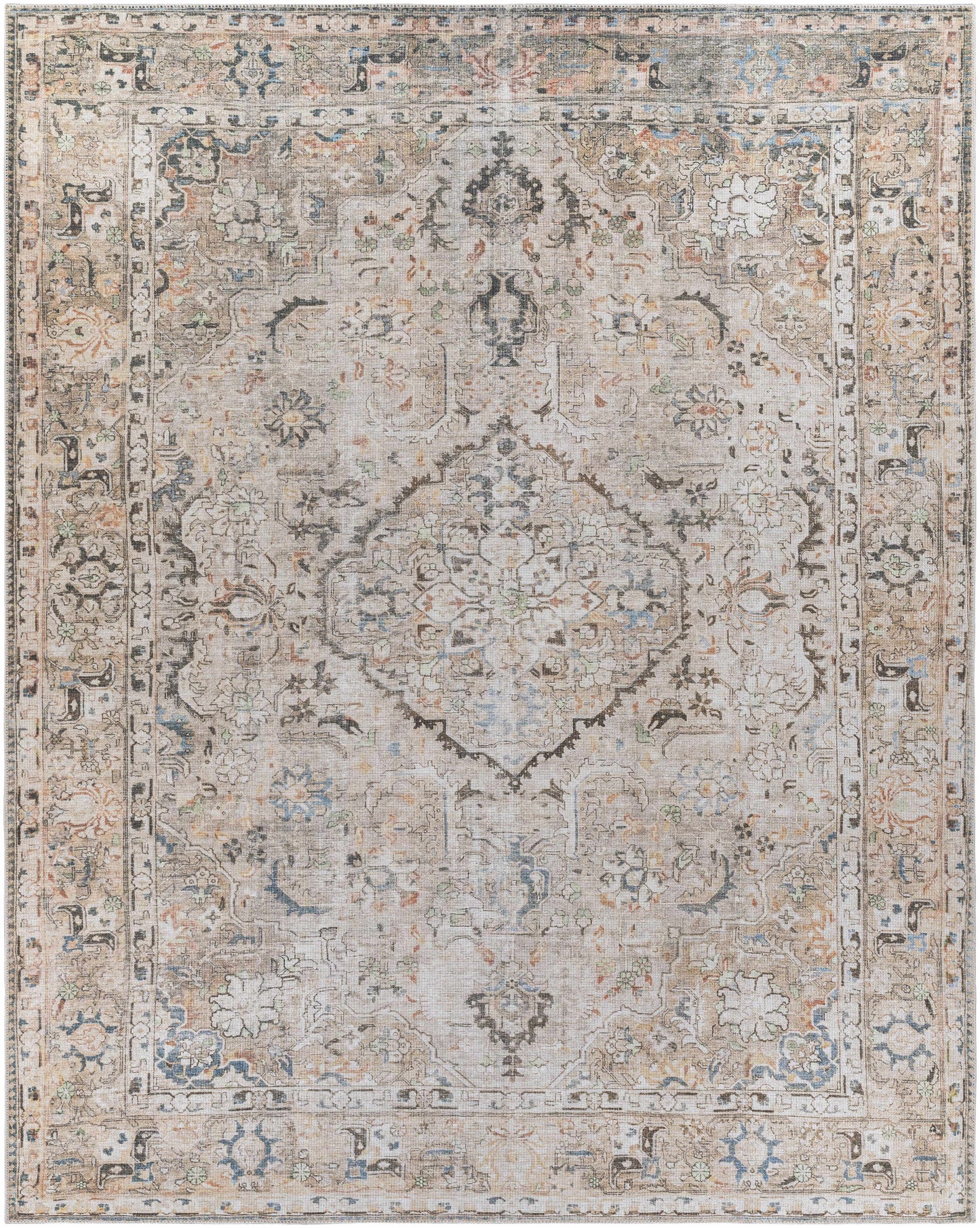Brown Standon Vintage Washable Area Rug - - Rugs