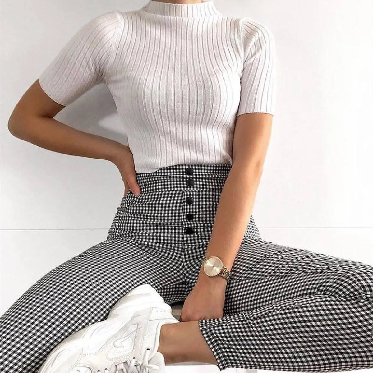 Korean Plaid Pants - -