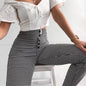 Korean Plaid Pants - Black -
