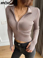 High-Neck Solid Color Women's Knitted Sweater - Kia Day Design