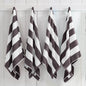 Cotton Velour Cabana Stripe Beach Towel - Novia Collection - 4 Pack- 35" x 70" Charcoal Grey -