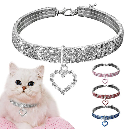 Heart-Shaped Rhinestone Pet Collar