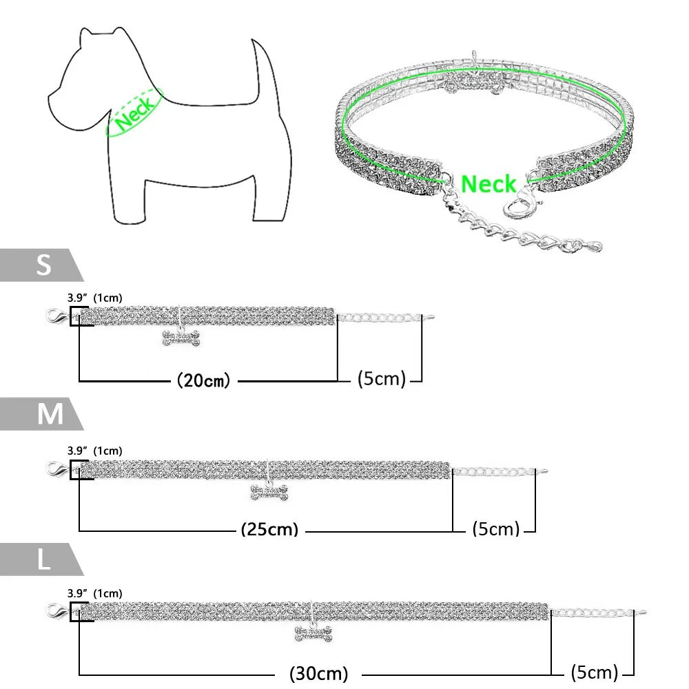 Heart-Shaped Rhinestone Dog Collar