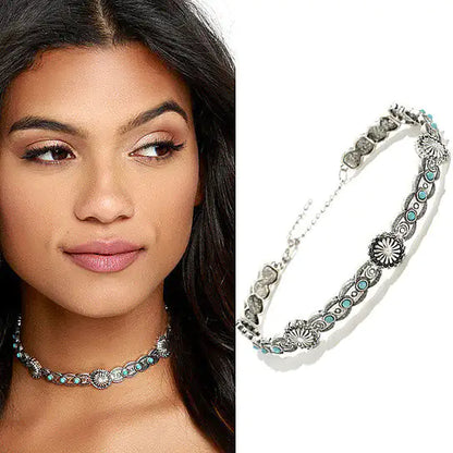 Antique Finish Blue Moon Choker